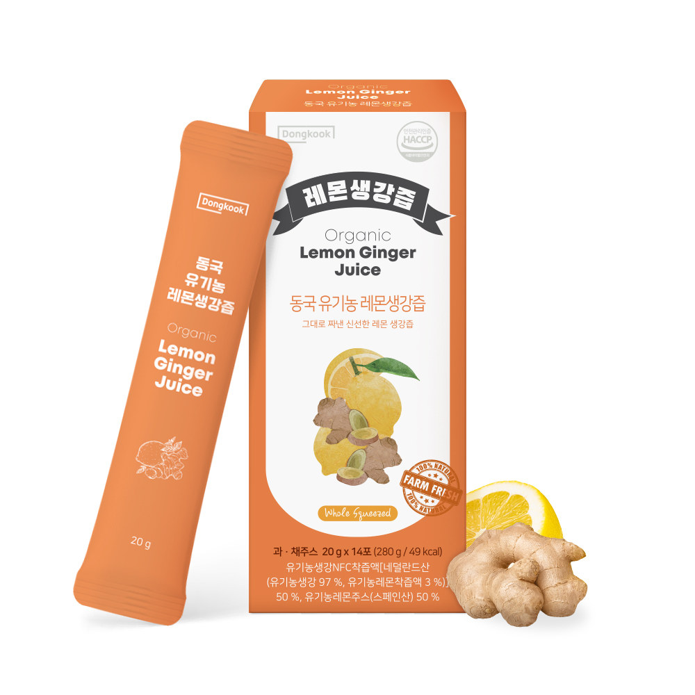 동국 유기농 레몬생강즙 100% NFC착즙액 (14*3) 42개입